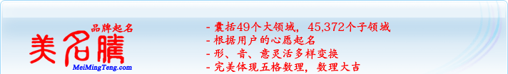 49個大領(lǐng)域，45,372個子領(lǐng)域；根據(jù)用戶的心愿起名；形，音，意靈活變換；完美體現(xiàn)五格數(shù)理